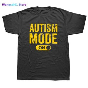 T-shirts voor heren grappig gemaakt beste Autisme-modus op T-shirts grafisch katoen streetwear korte zeven verjaardagsgeschenken bewustzijn T-shirt herenkleding 0228H23