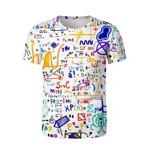 T-shirts masculins Short Mathematical Shirt Phys Phys Chemical Formule Summer Strt 3D T-shirt O Nou Soft Surdimension T-shirt Math Math T-shirt T240425