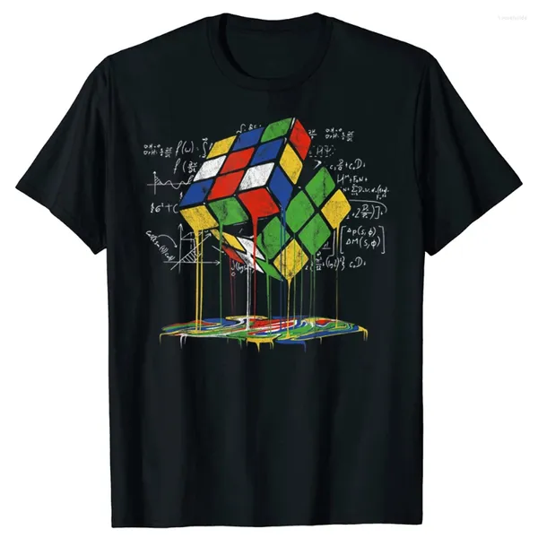 Camisetas para hombre, divertidas camisetas con cubo derretido, Speed Cubing, Vintage, matemáticas, verano, Rubiks, ropa informal de algodón con gráfico, camiseta de manga corta para hombre