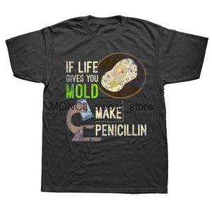 T-shirts voor heren grappige microbiologie mal penicilline wetenschapper geschenk biologie t shirts grafisch katoen strtwear korte slev verjaardag t-shirt heren h240506