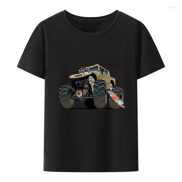 T-shirts pour hommes drôle Monster Truck chemise en coton vêtements pour hommes été Streetwear confortable imprimé hauts unisexe lâche respirant Camisetas
