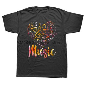 T-shirts masculins Musicien drôle cadeau instrument de musique notes de musique Treble Clef T-shirts graphiques Strtwear Short Slve Birthday Gifts T-shirt H240506