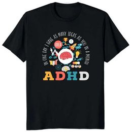 T-shirts masculins drôles neurodiversité du cerveau autism conscience Asd TDAH Men Femmes T-shirt Coton graphique t y2k top beaux cadeaux courts slve t240510