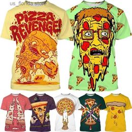 Camisetas para hombres Divertida nueva pizza 3D impreso camiseta hombres mujeres niños casual deliciosa comida gráfico estilo harajuku strtwear top ts camiseta Y240321