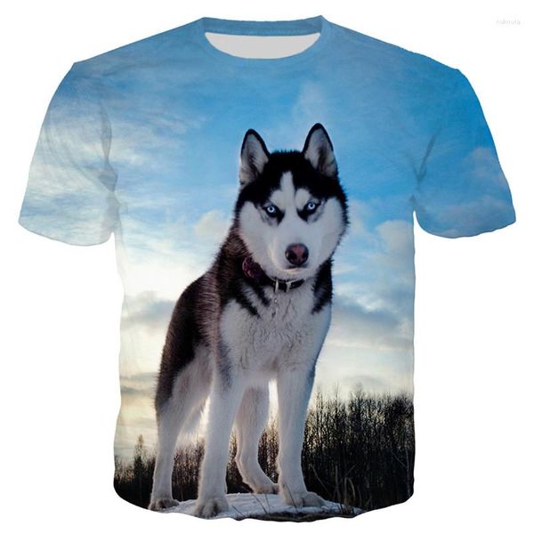 Camisetas para hombres Camisetas divertidas para perros Husky Animal 3D Ropa informal con impresión Hombres Mujeres Moda Camisa de manga corta de gran tamaño Camisetas para niños Tops