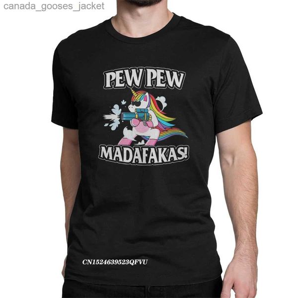 Camisetas para hombres Pew Madafakas Tops Mshishs de unicornio Camiseta Harajuku Collar de cuello redondeo ropa de algodón L231208