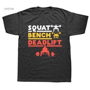 T-shirts voor heren Grappig Powerlifting Squat Bench Deadlift Gewichtheffen T-shirts Katoen Street chic Korte mouw Verjaardagscadeaus Zomer T-shirt