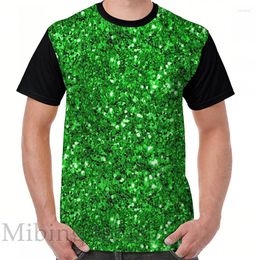 T-shirts voor heren Grappige print Mannen Shirt Dames Tops Tee Lime Green Sparkly Glitter Confetti Grafisch T-shirt O-hals Korte mouw Casual T-shirts