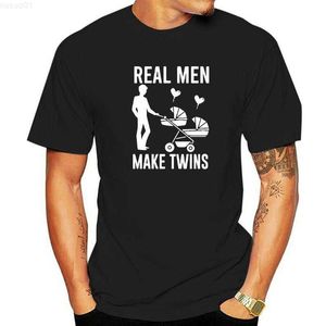 T-shirts pour hommes Funny Real Men Make Twins T-shirts Graphique Coton Streetwear À Manches Courtes Harajuku Papa Enceinte Papa T-shirt Vêtements Pour Hommes L230715