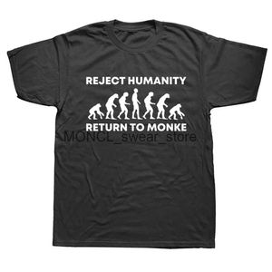 T-shirts masculins drôles rejeter l'humanité retour à l'évolution du singe t shirts graphique coton strtwear court slve cadeaux t-shirt d'été h240506