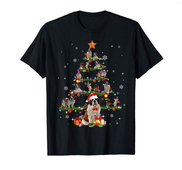 T-shirts pour hommes Funny St Bernard Tree Christmas Santa Hat Up Star X-mas T-Shirt-Men's T-Shirt-Black