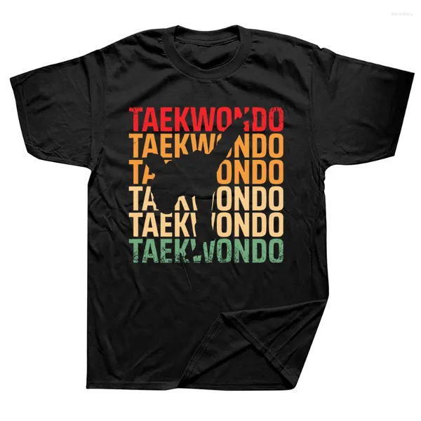 Camisetas divertidas de Taekwondo para hombre, diseños Retro, arte marcial de Corea, ropa informal de algodón con gráfico de manga corta, regalos de cumpleaños, camiseta de verano