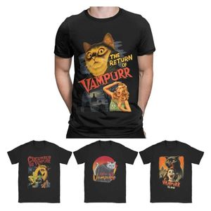 T-shirts pour hommes drôle le retour de Vampurr T-shirt hommes col rond pur coton t-shirt Halloween cool chat t-shirt à manches courtes idée cadeau vêtements