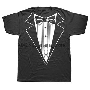T-shirts masculins Smoking Fund Tuxedo Party T-shirts graphiques Coton Strtwear Courts d'anniversaire SLV