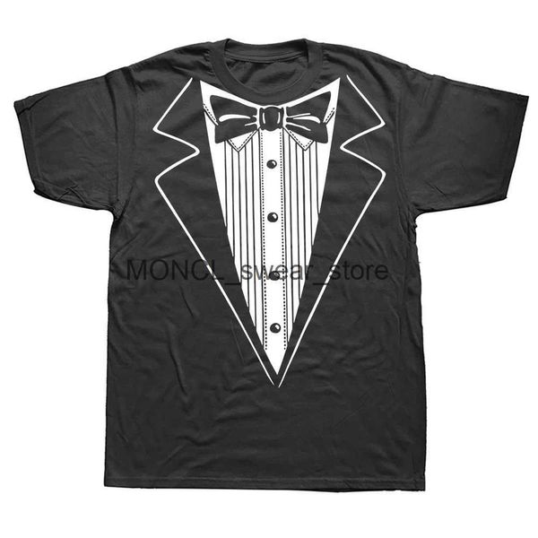 Camisetas para hombres Divertidos camisetas de fiesta de boda de esmoquin gráfica Cotton Strtwear corta Slve Birthday Regalos de camiseta de estilo de verano ropa H240506