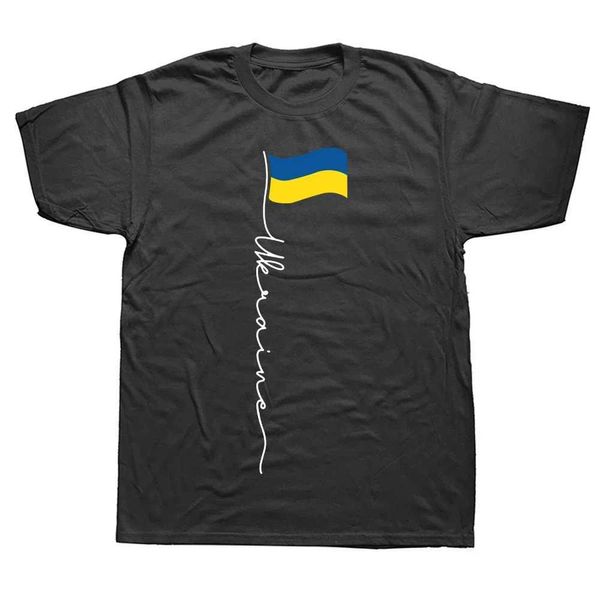 T-shirts masculins drôle de drapeau de signature Ukraine drôle t-shirts ukrainiens streetwear graphique Cadeaux d'anniversaire à manches courtes T-shirt d'été T240425