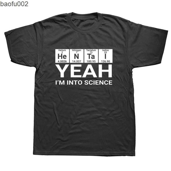 T-shirts pour hommes Funny Yeah I'm Into Science Hentai Lover T-shirt Graphique Coton Streetwear Anime Poule Portant Une Cravate Hip Hop T-shirt Vêtements Pour Hommes W0322