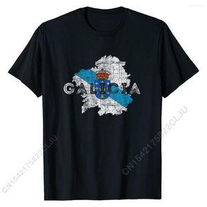 T-shirts pour hommes Carte et drapeau galiciens - T-shirt souvenir de Galice en détresse Hommes à venir Tops d'été Chemise Haut en coton T-shirts Europe