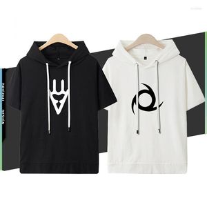 Mannen T-shirts Game FF14 FINAL FANTASY XIV Korte Mouw Hooded T-shirt Vrouwen Mannen Harajuku Mode Streetwear Casual Losse Trui tops