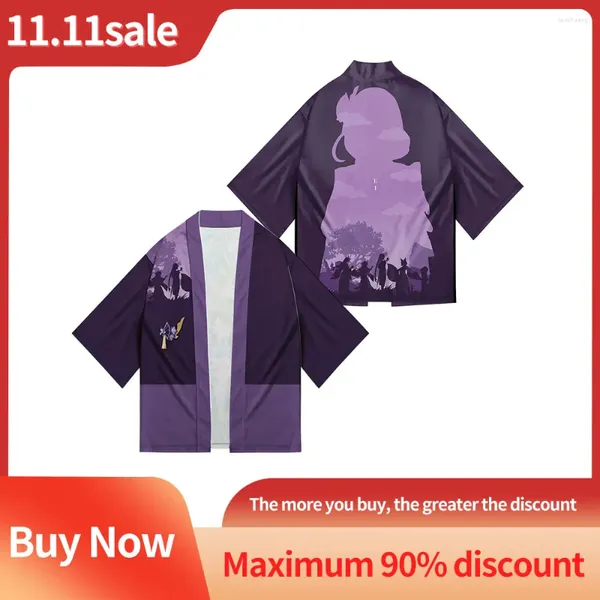 Camisetas para hombres Juego Genshin Impacto Kimono Cardigan Impreso Traje de baño de alta calidad Versión suelta Vestido tradicional samurái informal