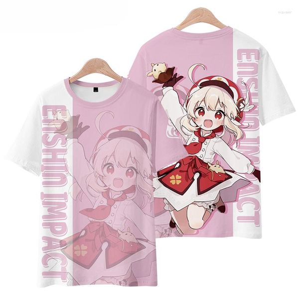 Camisetas para hombre, juego Genshin Impact Klee, camisa con estampado 3D para niños, camiseta informal de moda con dibujos animados de Anime, ropa para niños y niñas, Cosplay