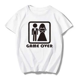 T-shirts masculin Game Over Bride Groom Bachelor Party T-shirt Funny Tshirt Clothing Courts Slve Camisetas T-shirt Y240509