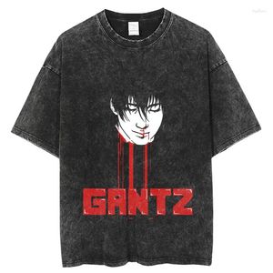 Mannen T Shirts Gantz Anime Shirt Mannen Vintage Gewassen Katoen Voor 2023 Hip Hop Streetwear Harajuku Mannelijke T-shirt