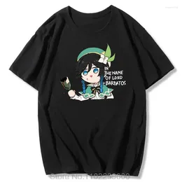 T-shirts pour hommes Genshin Impact Venti Chemise surdimensionnée Kawaii Vêtements Femmes Haraju Tees Funny Print Cotton Summer Short Sleeve Cartoon T-shirt