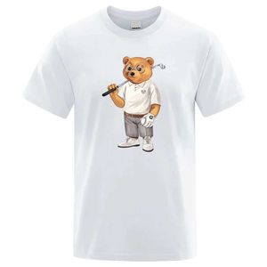 T-shirts masculins T-shirt Gentleman Teddy Bear Men Femmes O-Cold Imprimé Strtwear Harajuku graphique Loose Cool Vintage Daily Casual Unisexe TS T240425