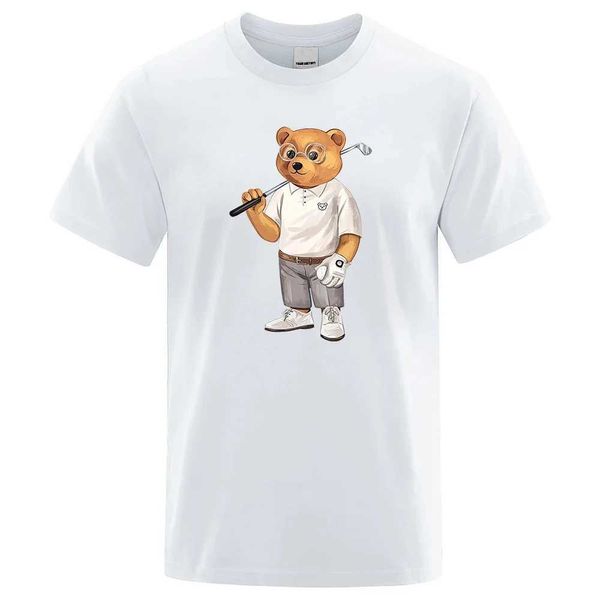 T-shirts masculins T-shirt Gentleman Teddy Bear Men Femmes O-Cold Imprimé Strtwear Harajuku graphique Loose Cool Vintage Daily Casual Unisexe TS T240425
