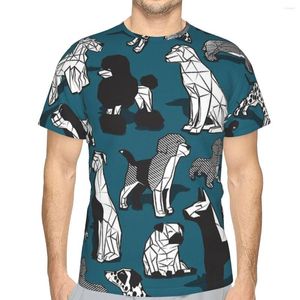 T-shirts pour hommes géométriques doux nez mouillé fond bleu sarcelle noir et blanc chiens Style polyester T-shirt 3D chemise mince en trois dimensions