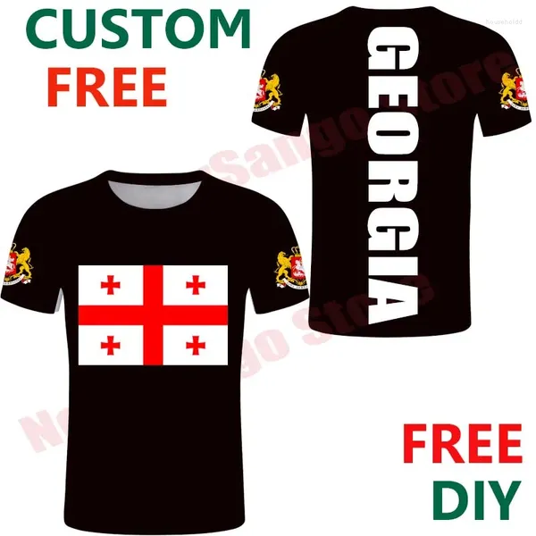 T-shirts pour hommes Géorgie ShirtCustom Hommes Croix-Rouge Drapeau Noir Enfant WhiteT Chemise Personnalisé Couple Vêtements