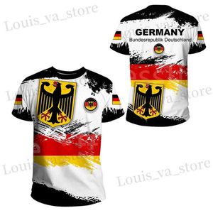 T-shirts masculins T-shirt graphique de drapeau allemand pour hommes 3D T-shirt de sport d'été imprimé 3D Vêtements féminins surdimensionnés harajuku mode strtwear t t240419