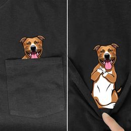 T-shirts pour hommes Berger allemand dans la chemise de poche Amoureux des chiens Coton noir Hommes fabriqués aux États-Unis Dessin animé Unisexe Mode Tshirt Style-13