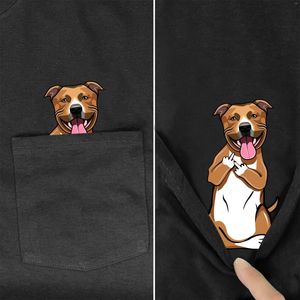 Camisetas de hombre pastor alemán en bolsillo camisa amantes de los perros algodón negro hombres hechos EE. UU. dibujos animados Unisex moda camiseta estilo-13