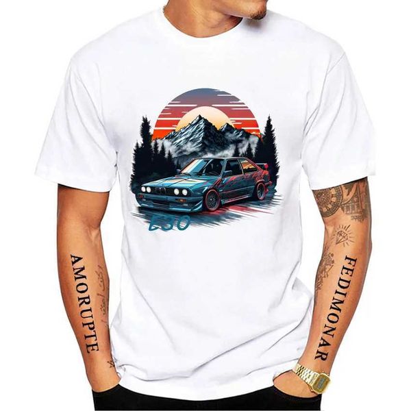 T-shirts masculins Allemagne EUDM E36 M3 T-shirt imprimé Nouveau été Men Slve Legend Sport Car Design Boy Tops Casual Tops Cool Man Ts White T240425