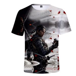 Homens camisetas Fantasma de Tsushima T-shirt Jogo 3D Impressão Streetwear Homens Mulheres Crianças Manga Curta Camiseta Samurai Cosplay Hip Hop Tees Tops M