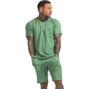 T-shirts voor heren Gingtto Mens Pyjama Set katoen met zakken shirts met shorts 2-delige set slaapkleding huiskleding voor mannen thuis slijtage heren set J240515