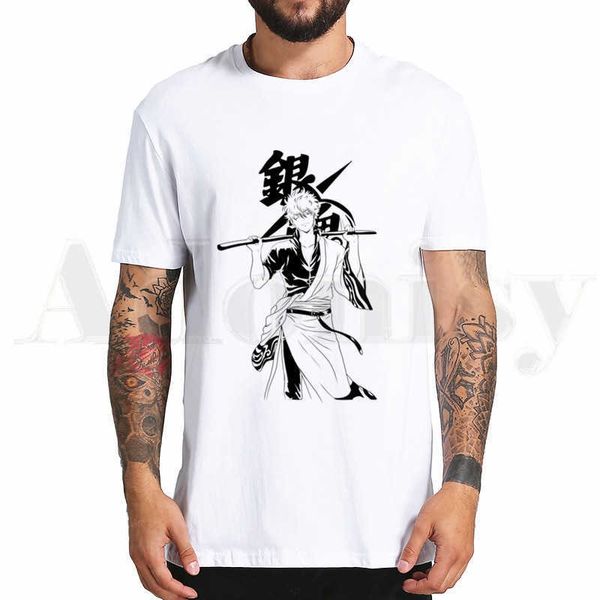 T-shirts pour hommes Gintama Anime Sakata Gintoki Kagura t-shirts hauts t-shirts hommes femmes à manches courtes décontracté t-shirt Streetwear drôle Z0421