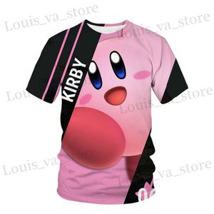 T-shirts masculins filles 3d kirby imprimé t-shirts mignon kirbys tshirt filles été ts top vêtements enfants vêtements de dessin animé vestimentes décontractées tn t-shirt t240419