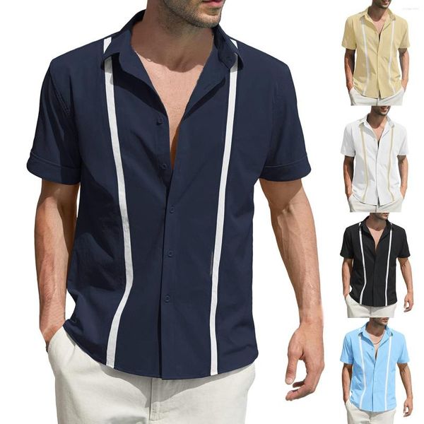 Camisetas para hombre Camiseta con purpurina para hombre, informal, con bolsillo sólido, solapa, manga larga, alegría