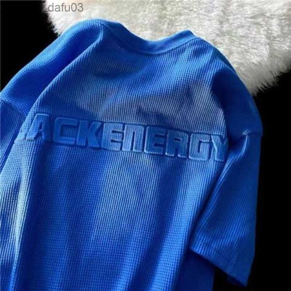 T-shirts pour hommes Gmiixder Klein T-shirt à manches courtes gaufré bleu en relief T-shirt tendance à impression tridimensionnelle Urban Cityboy Hip Hop Y2K Tees Z230711