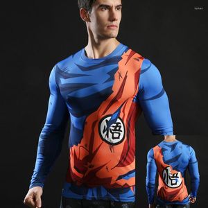 Camisetas para hombre Goku, ropa deportiva para correr de verano, camiseta de manga larga ajustada, estampado Digital 3D de Anime, traje de gimnasio de secado rápido 244J