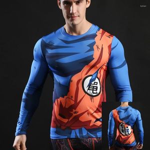 Herren-T-Shirts, Goku, Sommer, Laufen, Fitness, Sportbekleidung, enges Langarm-T-Shirt, Anime, 3D-Digitaldruck, schnelltrocknend, Fitnessstudio, Anzug3155