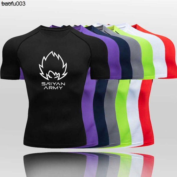T-shirts pour hommes Goku T Shirt Hommes Summer Gym Fitness Tops Rashguard Jiu Jitsu Compression Chemises Pantalons Dry Fit Running Training T-shirts Herren J230522