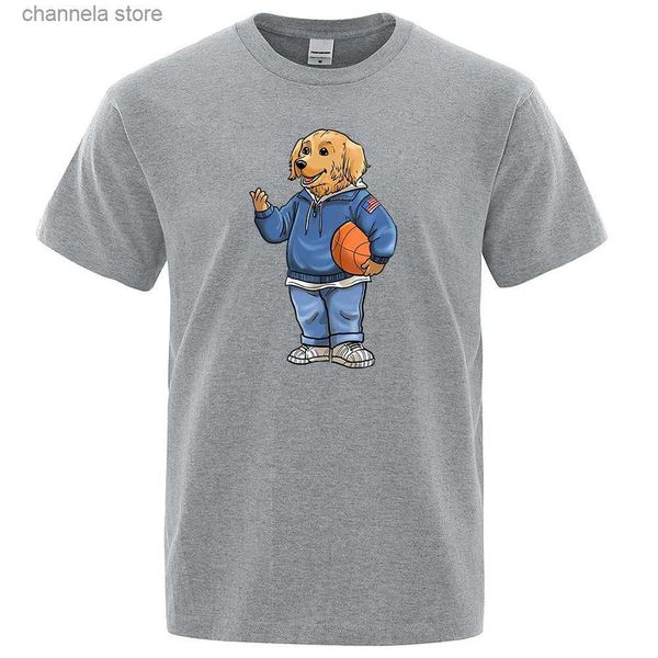 Camisetas para hombres Golden Retriever Jugador de baloncesto Hombre Camisetas Camiseta de alta calidad Ropa Camiseta Verano Streetwear Camiseta O-cuello Tops de algodón T240202