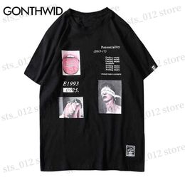 Heren t-shirts gonthwid creatieve grappige print shirts shirts streetwear mannen vrouwen hiphop harajuku casual katoen t-shirts mannelijke mode t230512