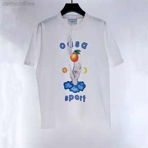 Camisetas para hombres Buena calidad 2023ss Casablanca Moda T Shirt Hombres 1 1 Suelta Palma Naranja Estampado de manga corta Mujeres Vintage Tees