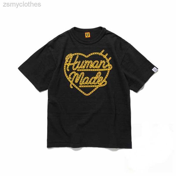 Camisetas para hombres de buena calidad 2023ss hecho humano cuerda de cáñamo en forma de corazón camiseta de moda hombres mujeres camiseta blanco negro camisetas