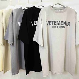 Camisetas para hombres Buena calidad 2023ss VETEMENTS Camiseta de moda de edición limitada Hombres 1 1 Letra bordada VETEMENTS Camiseta VTM Mujer Manga corta T230621